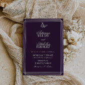 Invitation Mariage Monogramme de Luxe Prune