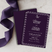 Invitation Mariage Monogramme de Luxe Prune