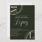 Invitation Mariage Monogramme de script de anneaux Abstraits (Devant)