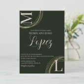 Invitation Mariage Monogramme de script de anneaux Abstraits (Debout devant)