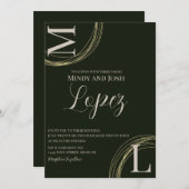 Invitation Mariage Monogramme de script de anneaux Abstraits (Devant / Derrière)