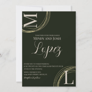 Invitation Mariage Monogramme de script de anneaux Abstraits