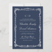 Invitation Mariage Monogramme de Style Classique Cadre Vintag (Devant)