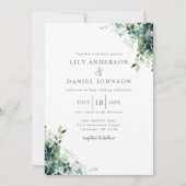 Invitation Mariage Monogramme de Verdure d'Eucalyptus Rustiqu (Devant)