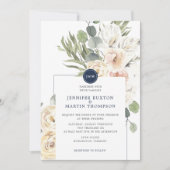 Invitation Mariage Monogramme d'Eucalyptus Floral de la Marin (Devant)