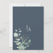 Invitation Mariage Monogramme d'opulence bleue royale Eucalyp (Dos)