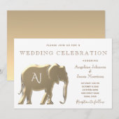 Invitation Mariage Monogramme Doré (Devant / Derrière)