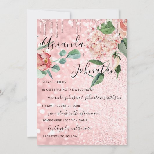 Invitation Mariage Monogramme Drives Florals Mint Parties sci (Devant)