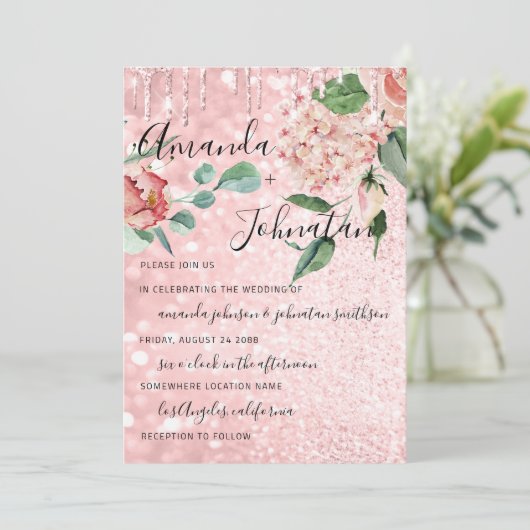 Invitation Mariage Monogramme Drives Florals Mint Parties sci (Debout devant)