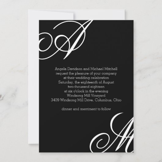 Invitation Mariage Monogramme Edge moderne (Devant)