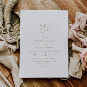 Invitation Mariage Monogramme Élégant en Écriture Dorée