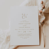 Invitation Mariage Monogramme Élégant en Écriture Dorée