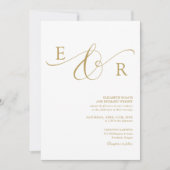 Invitation Mariage Monogramme Élégant Moderne en Écriture Dor (Devant)