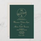 Invitation Mariage Monogramme Emerald Green (Devant / Derrière)