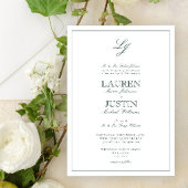Invitation Mariage Monogramme Emerald Green Classic