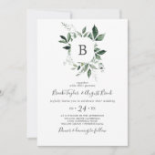 Invitation Mariage Monogramme Emerald Greenery (Devant)