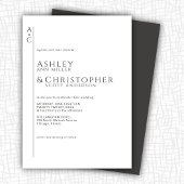 Invitation Mariage Monogramme en ardoise foncée empilée