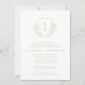 Invitation Mariage Monogramme en or simple cerisier (Devant)