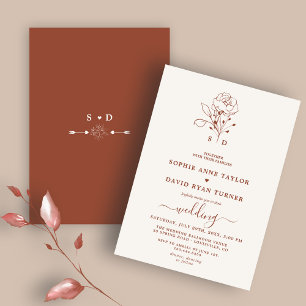 Invitation Mariage monogramme en terre cuite florale minimali
