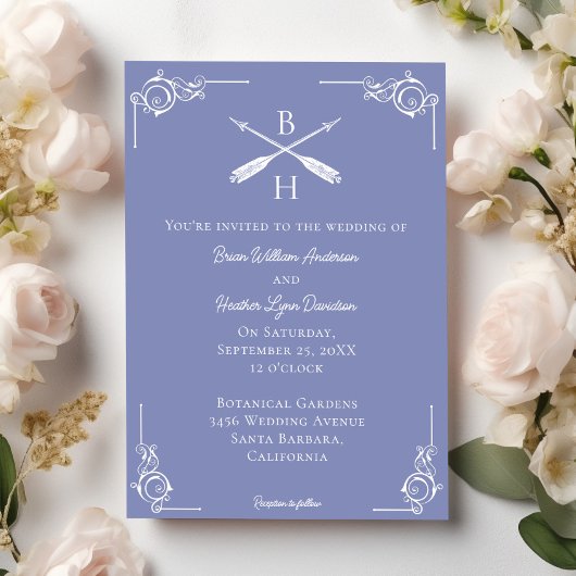Invitation Mariage Monogramme et Flèches de périphérie