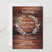 Invitation Mariage monogramme feuille d'olive aquarelle rusti (Devant)