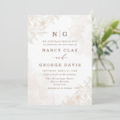 Invitation Mariage Monogramme Feuille simple Elegance Boho (Debout devant)