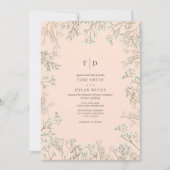 Invitation Mariage Monogramme Fleur de Péché de Bébé (Devant)