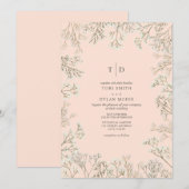 Invitation Mariage Monogramme Fleur de Péché de Bébé (Devant / Derrière)