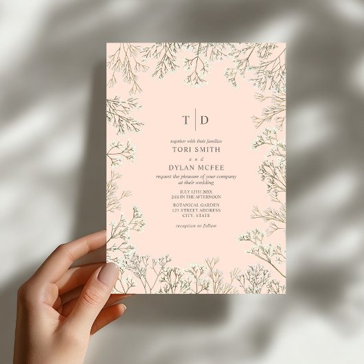Invitation Mariage Monogramme Fleur de Péché de Bébé