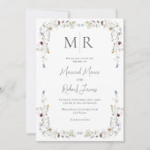 Invitation Mariage Monogramme Fleur sauvage moderne (Devant)