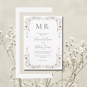 Invitation Mariage Monogramme Fleur sauvage moderne