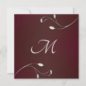 Invitation Mariage Monogramme Floral Bourgogne (Dos)