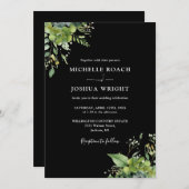 Invitation Mariage Monogramme Floral Noir Et Blanc (Devant / Derrière)