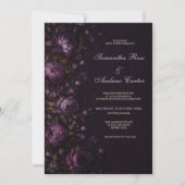Invitation Mariage Monogramme Floral Olive Prune Foncé (Devant)