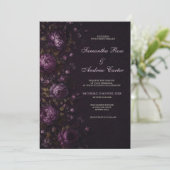 Invitation Mariage Monogramme Floral Olive Prune Foncé (Debout devant)