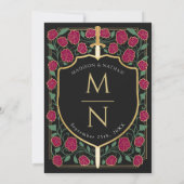 Invitation Mariage Monogramme Imaginaire de Bouclier d'épée d (Dos)