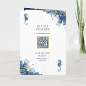 Invitation Mariage Monogramme Marin de la Marine & Code QR (Dos)