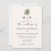 Invitation Mariage Monogramme minimal Palm Tree (Devant)