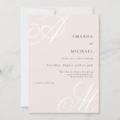 Invitation Mariage Monogramme minimal rose vif moderne élégan (Devant)