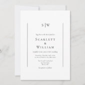 Invitation Mariage monogramme minimal traditionnel simple (Devant)