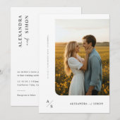 Invitation Mariage Monogramme minimaliste Boho Budget (Devant / Derrière)