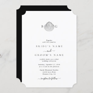 Invitation Mariage monogramme minimaliste de coquillage de co