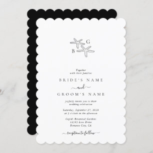 Invitation Mariage monogramme minimaliste de plage Starfish
