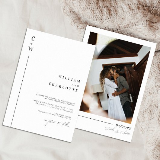 Invitation Mariage monogramme minimaliste et chic