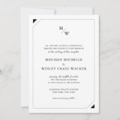 Invitation Mariage Monogramme minimaliste noir (Devant)