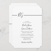 Invitation Mariage Monogramme minimaliste noir et blanc (Devant / Derrière)
