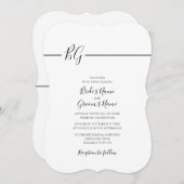 Invitation Mariage Monogramme minimaliste noir et blanc (Devant / Derrière)