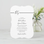 Invitation Mariage Monogramme minimaliste noir et blanc (Debout devant)