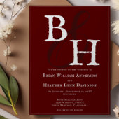 Invitation Mariage Monogramme minimaliste rouge