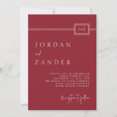 Invitation Mariage Monogramme minimaliste rouge moderne (Devant)